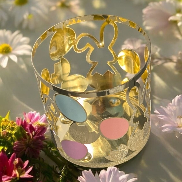 Yankee Candle Large Jar Holder J/H EASTER EGGS Gold Bunnies (EUC) - Picture 2 of 5